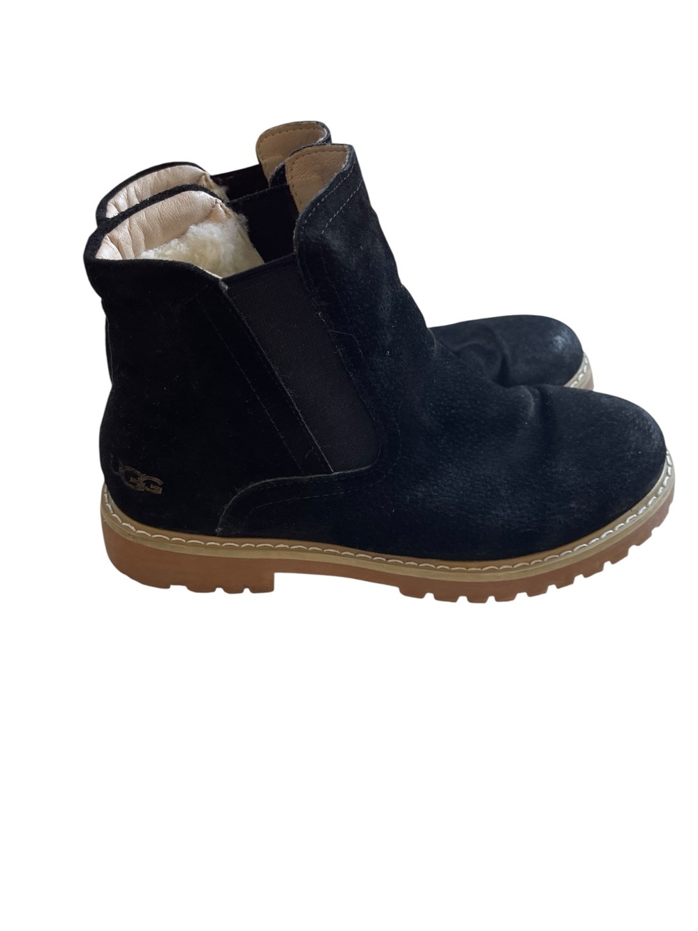 UGG Black Suede Shearling Lined KRISTIN Boots Women's Size‎ 39.5 (8.5)